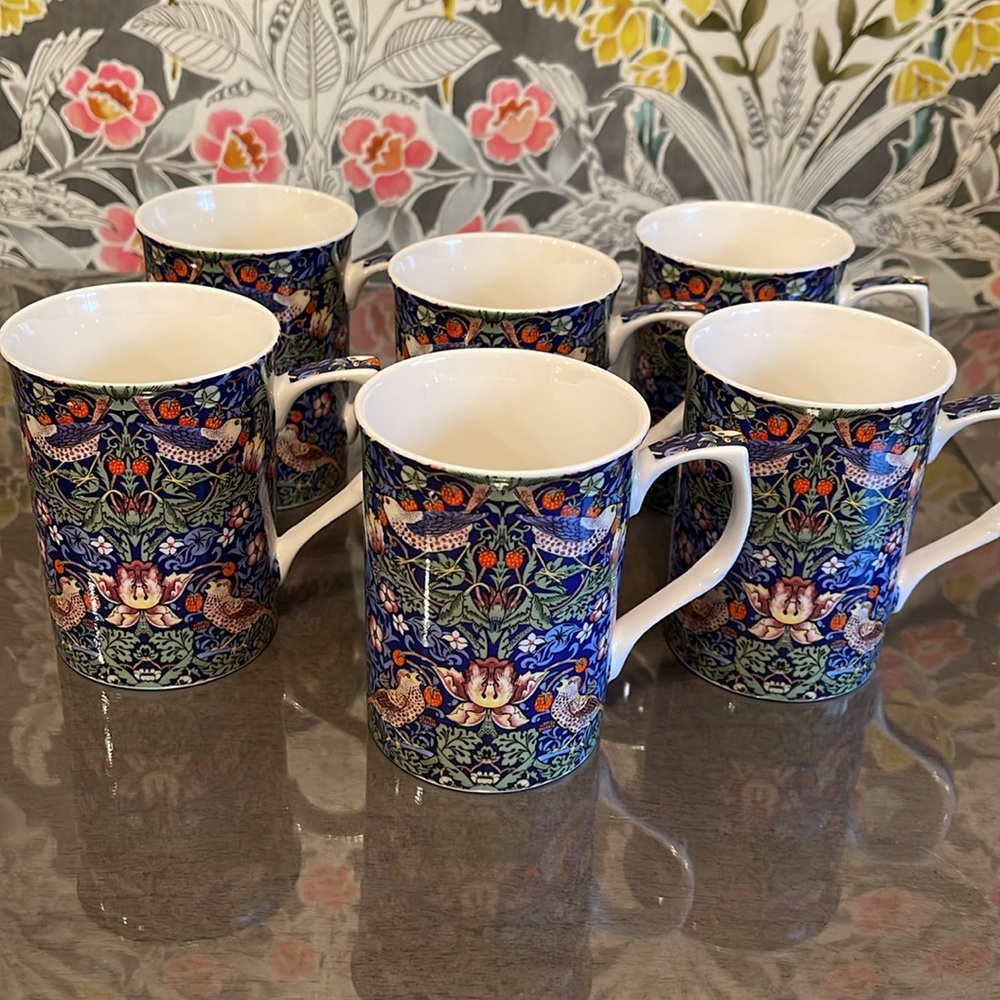 William Morris “Strawberry Thief” Fine China Cup Set